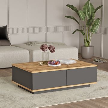 Măsuță de cafea FR14-AA, Pin atlantic - Antracit, 90x60x29 cm - Natural - Antracit