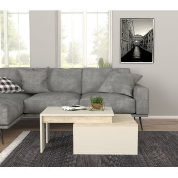 Măsuță de cafea Kolerado, Travertin - Sandstone, 90x60x37 cm - Bej