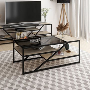 Măsuță de cafea Lora - 8876, Negru, 120x60x45 cm - Negru