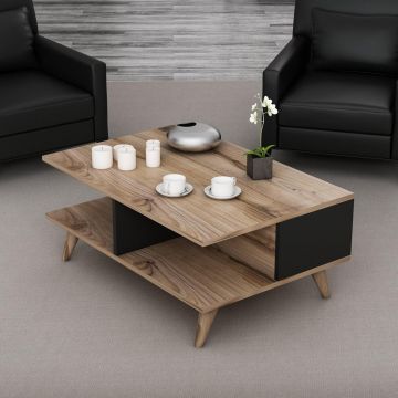 Măsuță de cafea Lyon, Diverse culori, 90x60x39 cm - Negru - Nuc