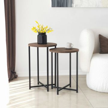 Măsuță de cafea Neta Set, Diverse culori - Nuc