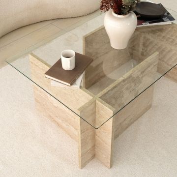 Măsuță de cafea New Escape, Diverse culori, 105x65x40 cm - Travertin