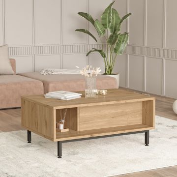 Măsuță de cafea On2-Su, Nuc - Stejar, 90x60x38 cm - Nuc - Stejar