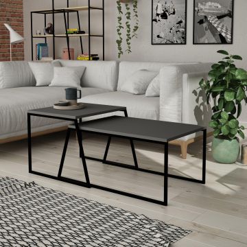 Măsuță de cafea Pal Orta Sehpa, Diverse culori, 88x50x38 cm - Antracit - Negru