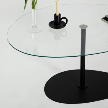 Măsuță de cafea Porto, Diverse culori, 90x60x40 cm - Transparent - Negru
