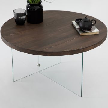 Măsuță de cafea Serenity, Diverse culori - Transparent - Nuc