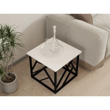 Măsuță de cafea Woda, Diverse culori, 54x54x42 cm - Alb - Metal