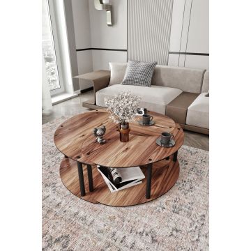 Măsuță de cafea Yin Yang 3 70, Diverse culori, Ø70x38 cm - Nuc