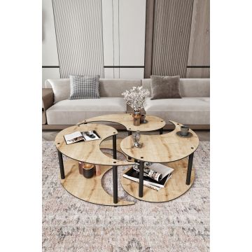 Măsuță de cafea Yin Yang 3 70, Diverse culori, Ø70x38 cm - Stejar