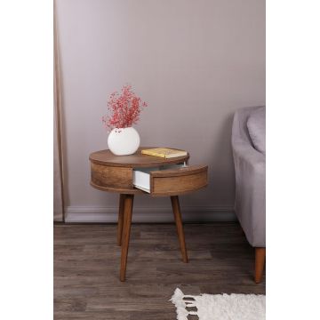 Masuta de Cafea Laterala Yuvarlak, Alb - Negru - Nuc (diverse dimensiuni) - Nuc