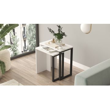 Set 2 măsuțe de cafea On7-W, Alb, 51x30x53 cm - Alb