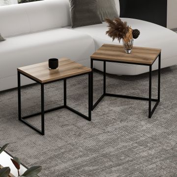 Set 2 măsuțe de cafea Vera - 4798, Nuc, 50x38x46 cm - Nuc