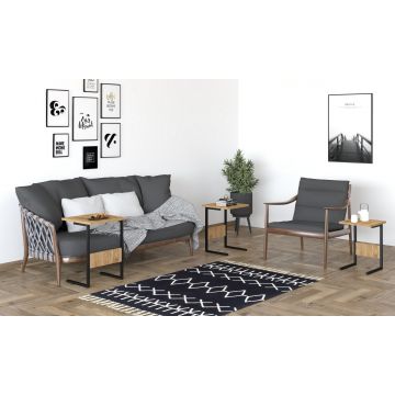 Set 3 măsuțe de cafea Sali, Diverse culori, 40x40x55 cm - Negru - Oud