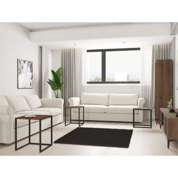 Set 3 măsuțe de cafea Tali, Diverse culori, 44x45x52 cm - Negru - Nuc
