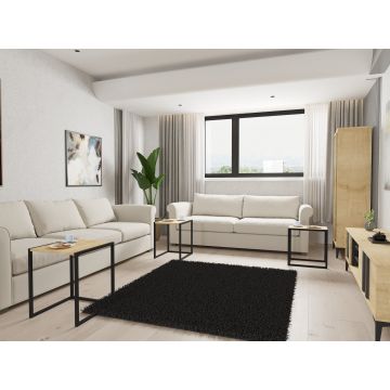 Set 3 măsuțe de cafea Tali, Diverse culori, 44x45x52 cm - Negru - Stejar safir