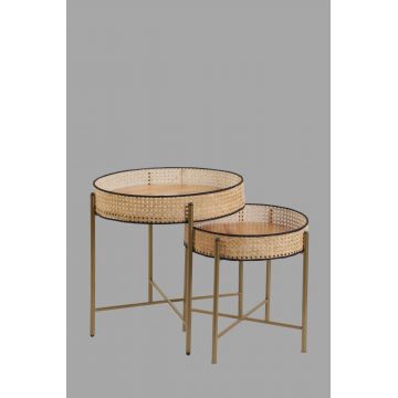 Set de măsuțe de cafea Kolezyum, Diverse culori, Diverse configurații, Ø45x40 cm - Antichizat / 2 bucăți