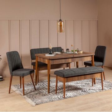 Set Masa Bucatarie și scaune (4 bucăți) Delly, 130x80x77 cm - Crem