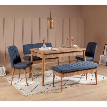 Set Masa Bucatarie și scaune (5 bucăți) Vina 1048, Stejar, 130x80x77 cm - Stejar