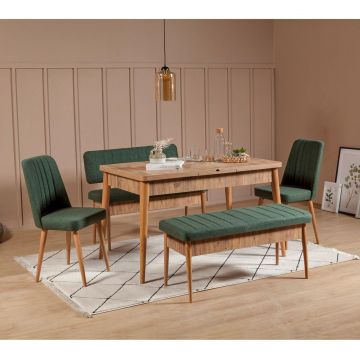 Set Masa Dining și scaune (4 bucăți) Anvi, 130x80x77 cm - Crem