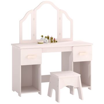 AIYAPLAY Măsuță de Toaletă pentru Copii cu Scaun și Oglindă, 60x36x88 cm, Roz | Aosom Romania