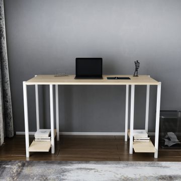 Birou Academy, Diverse culori, 125x60x74 cm - Alb - Stejar
