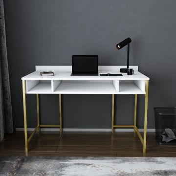 Birou Alma, Diverse culori, 120x60x75 cm - Auriu - Alb