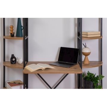 Birou Aura Rafix, Pin atlantic - Negru, 139x34x155 cm - Natural - Negru
