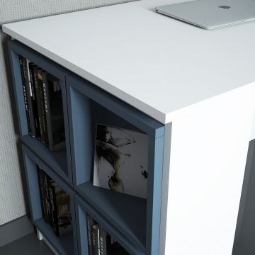 Birou Box, Diverse culori, 120x65x75 cm - Alb - Albastru