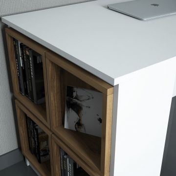 Birou Box, Diverse culori, 120x65x75 cm - Alb - Nuc