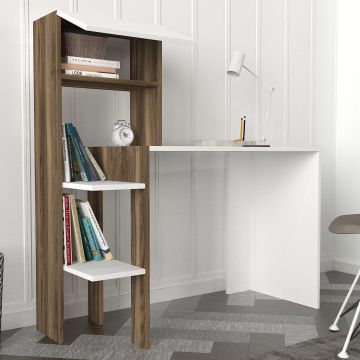 Birou Bumin, Alb - Nuc, 45x22x120 cm - Alb - Nuc