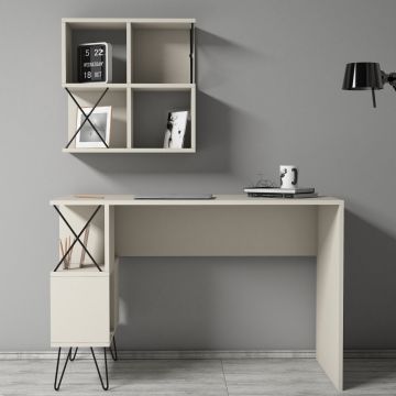 Birou Extra 2, Diverse culori, 120x60x79 cm - Crem - Negru