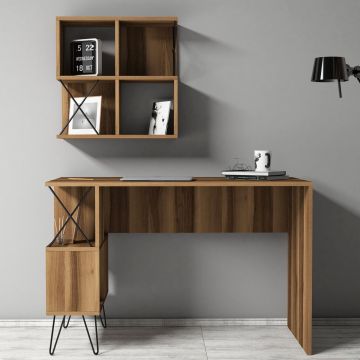 Birou Extra 2, Diverse culori, 120x60x79 cm - Nuc - Negru