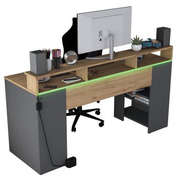 Birou HA122 - 3000, Nuc - Antracit, 160x55x90 cm - Nuc - Antracit
