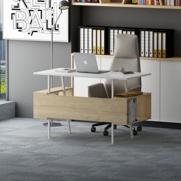 Birou Irony, Diverse culori, 120x60x74 cm - Alb - Stejar