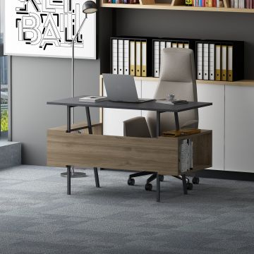 Birou Irony, Diverse culori, 120x60x74 cm - Antracit - Nuc