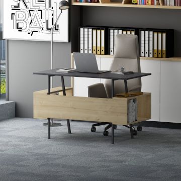 Birou Irony, Diverse culori, 120x60x74 cm - Antracit - Stejar