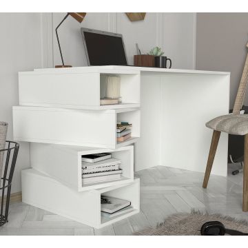 Birou Jenga, Alb, 130x60x75 cm - Alb