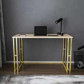 Birou Kane, Diverse culori, 120x60x75 cm - Auriu - Stejar