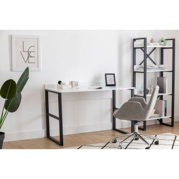 Birou Kayra, Alb - Negru, 112x60x79 cm - Alb - Negru