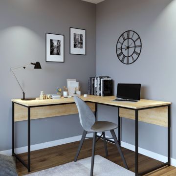 Birou L Tasarim Calisma Masasi L195, Stejar, 160x60x72 cm - Stejar