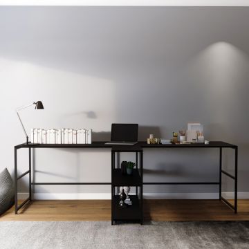 Birou L193, Negru, 240x60x72 cm - Negru