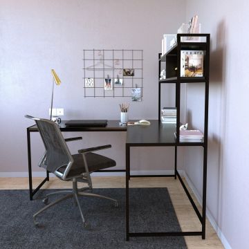 Birou L207, Negru, 154x60x72 cm - Negru