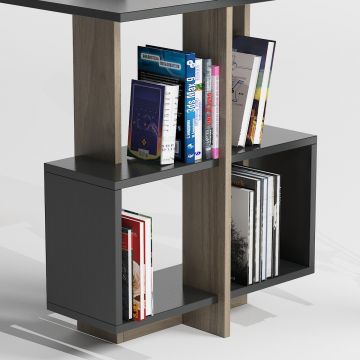 Birou Lagomood Side, Diverse culori, 120x60x73 cm - Antracit - Nuc