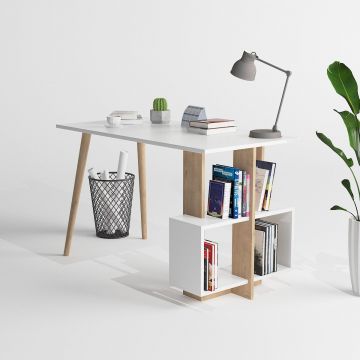 Birou Lagomood Side, Diverse culori, 120x60x73 cm - Stejar - Alb