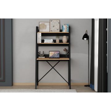 Birou Mamba, Pin atlantic - Negru, 153x47x178 cm - Natural - Negru