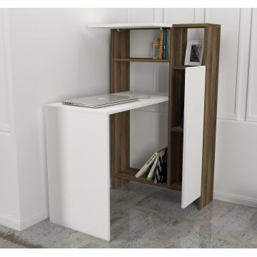 Birou Mia, Alb - Nuc, 72x45x120 cm - Alb - Nuc