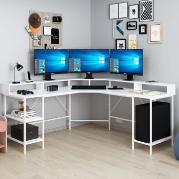 Birou Power Raflı L, Alb, 180x60x90 cm - Alb