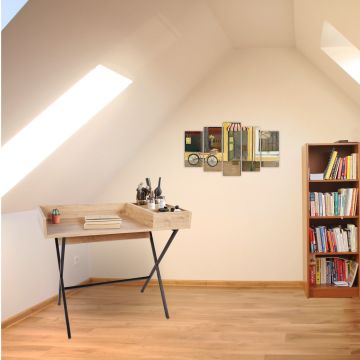 Birou Roma, Stejar - Negru, 100x89x50 cm - Stejar - Negru