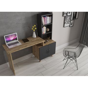 Birou Sasha, Antracit - Pin atlantic, 146x45x138 cm - Antracit - Natural