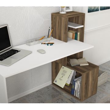 Birou Side, Alb - Nuc, 120x60x74 cm - Alb - Nuc